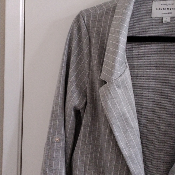 Haute Monde Blazer Sz S Gray Pinstripe Jacket Career Workwear Casual Preppy Glam - Picture 7 of 10